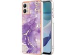 Custodia Per Motorola Moto G53, Sottile Marmo Antiurto Custodia Morbida Tpu Paraurti Viola