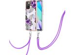 Custodia Con Cinturino Per Xiaomi Redmi 10, Custodia In Tpu A Fantasia Con Cinturino Regolabile Viola