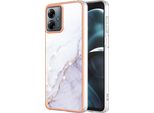 Custodia Per Motorola Moto G14, Sottile Marmo Antiurto Custodia Morbida Tpu Paraurti Bianco