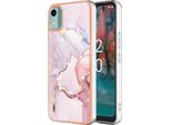 Custodia Per Nokia C12, Sottile Marmo Antiurto Morbido Tpu Custodia Paraurti Rose Gold
