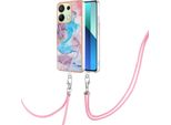 Custodia Con Cinturino Per Xiaomi Redmi Note 13 4G, Custodia In Tpu A Fantasia Con Cinturino Regolabile Blu