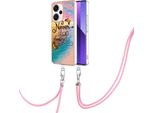 Custodia Con Cinturino Per Xiaomi Redmi Note 13 Pro+ 5G, Custodia In Tpu A Fantasia Con Cinturino Regolabile Oro