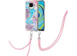 Custodia Con Cinturino Per Xiaomi Redmi Note 9S/9 Pro/9 Pro Max, Custodia In Tpu A Fantasia Con Cinturino Regolabile Blu