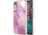 Custodia Per Nokia C12, Sottile Custodia In Marmo Antiurto In Tpu Morbido Rosa