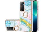 Custodia In Marmo Per Xiaomi Redmi Note 11 Pro 5G/4G, Custodia Protettiva In Silicone Tpu Con Supporto Ad Anello Blu