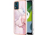 Custodia Per Motorola Moto E13, Sottile Marmo Antiurto Custodia Morbida Tpu Paraurti Oro Rosa