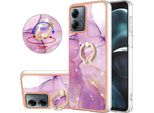 Custodia Marble Per Motorola Moto G14, Custodia Protettiva In Silicone Tpu Con Supporto Ad Anello Viola