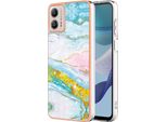 Custodia Per Motorola Moto G53, Sottile Marmo Antiurto Custodia Morbida Tpu Paraurti Turchese