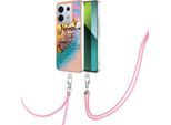 Custodia Con Cinturino Per Xiaomi Redmi Note 13 Pro 5G, Custodia In Tpu A Fantasia Con Cinturino Regolabile Oro