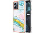 Custodia Per Motorola Moto G14, Sottile Marmo Antiurto Morbido Tpu Custodia Paraurti Turchese