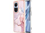 Custodia Per Oppo Reno10 5G, Sottile Marmo Antiurto Custodia Morbida Tpu Paraurti Oro Rosa