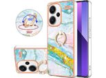 Custodia In Marmo Per Xiaomi Redmi Note 13 Pro+ 5G, Custodia Protettiva In Silicone Tpu Con Supporto Ad Anello Blu