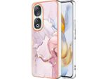 Custodia Per Honor 90 5G, Sottile Marmo Antiurto Morbido Tpu Paraurti Oro Rosa