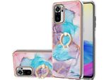 Custodia Per Xiaomi Redmi Note 10 4G/Note 10S, Custodia Protettiva A Fantasia In Silicone Tpu Con Supporto Ad Anello Blu