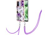 Custodia Con Cinturino Per Xiaomi Redmi 12C, Custodia In Tpu A Fantasia Con Cinturino Regolabile Viola