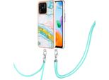 Custodia Con Cinturino Per Xiaomi Redmi 10C, Paraurti In Tpu Morbido, Custodia Protettiva, Con Cinturino Regolabile Turchese