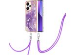 Custodia Con Cinturino Per Xiaomi Redmi Note 13 Pro+ 5G, Paraurti In Tpu Morbido, Custodia Protettiva, Con Cinturino Regolabile Viola