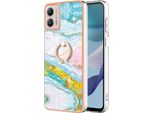 Custodia Marble Per Motorola Moto G53, Custodia Protettiva In Silicone Tpu Con Supporto Ad Anello Blu
