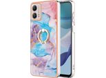Custodia Per Motorola Moto G53, Custodia Protettiva In Silicone Tpu A Fantasia Con Supporto Ad Anello Blu