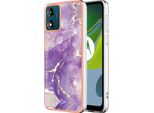 Custodia Per Motorola Moto E13, Sottile Marmo Antiurto Custodia Morbida Tpu Paraurti Viola