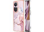 Custodia Per Oppo Reno10 Pro 5G, Sottile Marmo Antiurto Morbido Tpu Custodia Paraurti Oro Rosa