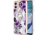Custodia Per Motorola Moto G53, Custodia Protettiva In Silicone Tpu A Fantasia Con Supporto Ad Anello Viola