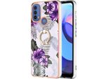 Custodia Per Motorola Moto E20 / E30 / E40, Custodia Protettiva In Silicone Tpu A Fantasia Con Supporto Ad Anello Viola