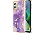 Custodia Per Motorola Moto G54, Sottile Marmo Antiurto Custodia Morbida Tpu Paraurti Viola