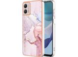 Custodia Per Motorola Moto G53, Sottile Marmo Antiurto Morbido Tpu Custodia Paraurti Oro Rosa