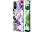 Custodia Per Xiaomi Redmi 12C/Redmi 11A, Custodia Protettiva In Silicone Tpu A Fantasia Con Supporto Ad Anello Viola