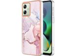 Custodia Per Motorola Moto G54, Sottile Marmo Antiurto Custodia Morbida Tpu Paraurti Oro Rosa