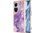 Custodia Per Oppo Reno10 5G, Sottile Marmo Antiurto Morbido Tpu Paraurti Viola