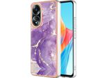 Custodia Per Oppo A58 4G, Sottile Marmo Antiurto Custodia Morbida Tpu Paraurti Viola