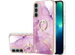 Custodia Marble Per Motorola Moto G200, Custodia Protettiva In Silicone Tpu Con Supporto Ad Anello Viola