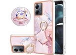 Custodia Marble Per Motorola Moto G14, Custodia Protettiva In Silicone Tpu Con Supporto Ad Anello Grigio