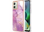 Custodia Per Motorola Moto G54, Sottile Marmo Antiurto Custodia Morbida Tpu Paraurti Rosa