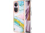 Custodia Per Oppo Reno10 Pro 5G, Sottile Marmo Antiurto Morbido Tpu Custodia Paraurti Turchese