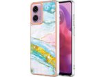 Custodia Per Motorola Moto G04 /Moto G24, Sottile Marmo Antiurto Morbido Tpu Caso Paraurti Turchese