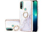 Custodia Marble Per Motorola Moto E20/E30/E40, Custodia Protettiva In Silicone Tpu Con Supporto Ad Anello Oro