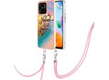 Custodia Con Cinturino Per Xiaomi Redmi 10C, Custodia In Tpu A Fantasia Con Cinturino Regolabile Oro
