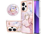 Custodia In Marmo Per Xiaomi Redmi Note 13 Pro+ 5G, Custodia Protettiva In Silicone Tpu Con Supporto Ad Anello Grigio