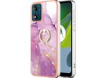 Custodia Marble Per Motorola Moto E13, Custodia Protettiva In Silicone Tpu Con Supporto Ad Anello Viola