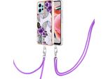 Custodia Con Cinturino Per Xiaomi Redmi Note 12 4G, Custodia In Tpu A Fantasia Con Cinturino Regolabile Viola