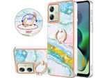 Custodia Marble Per Motorola Moto G54, Custodia Protettiva In Silicone Tpu Con Supporto Ad Anello Blu