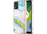 Custodia Per Motorola Moto E13, Sottile Marmo Antiurto Custodia Morbida Tpu Paraurti Turchese