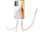 Custodia Con Cinturino Per Xiaomi Redmi Note 13 5G, Paraurti In Tpu Morbido, Custodia Protettiva, Con Cinturino Regolabile Bianco