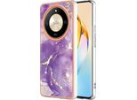 Custodia Per Honor X9B, Sottile Marmo Antiurto Custodia Morbida Tpu Paraurti Viola
