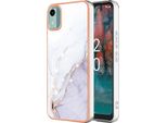 Custodia Per Nokia C12, Sottile Marmo Antiurto Morbido Tpu Paraurti Bianco