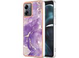 Custodia Per Motorola Moto G14, Sottile Marmo Antiurto Custodia Morbida Tpu Paraurti Viola