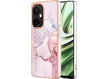 Custodia Per Oneplus Nord Ce 3 Lite / Nord N30, Sottile Marmo Antiurto Morbido Tpu Custodia Paraurti Oro Rosa